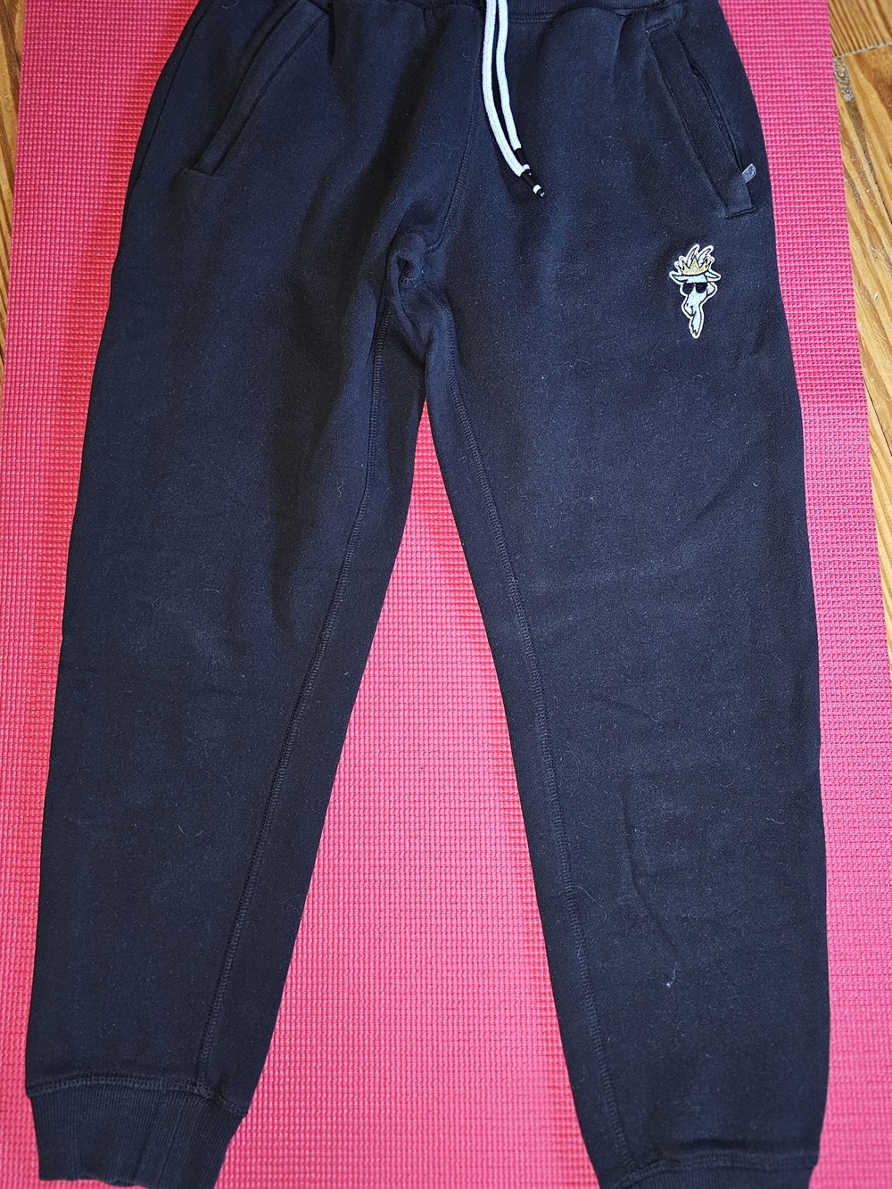 GOAT USA Youth Black Jogger Sweatpants Size Small Logo Fleece Drawstring